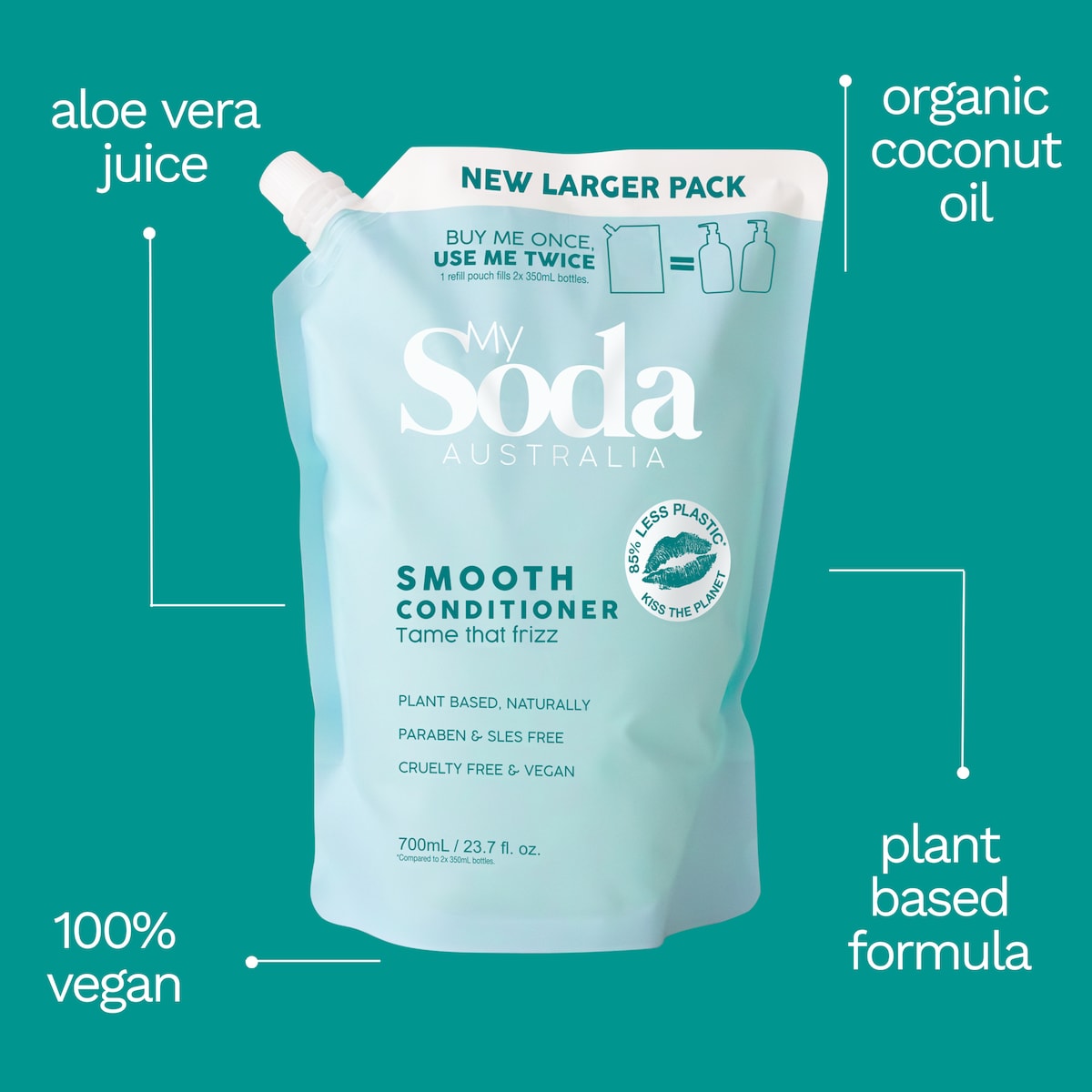 My Soda Smooth & Silky Conditioner Refill For Frizz Prone Hair 700ml