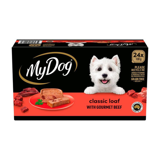 My Dog Adult Wet Dog Food assic Loaf With Gourmet Beef 24x100g Trays - 24 pack