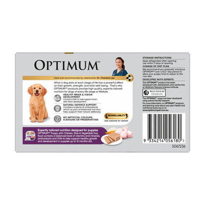 Optimum Puppy Wet Dog Food With Chicken Rice & Vegetables 6x100g Trays - 6 pack