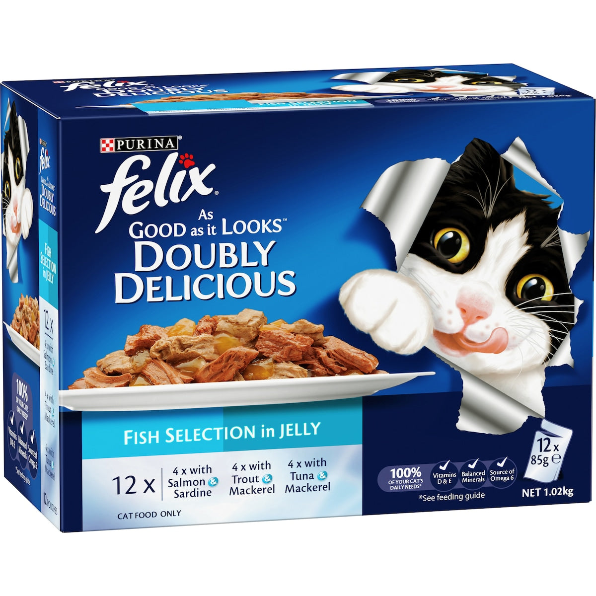 Felix Doubly Delicious Fish Selection Wet Cat Food 85g X 12 Pack