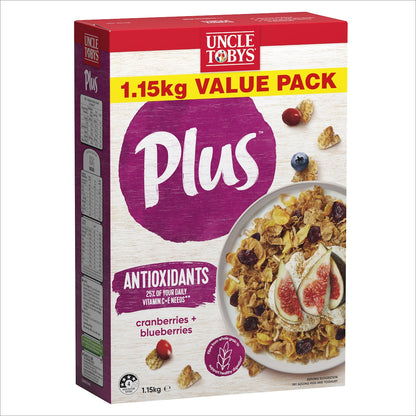 Uncle Tobys Plus Cereal Cranberries & Blueberries 1.15kg