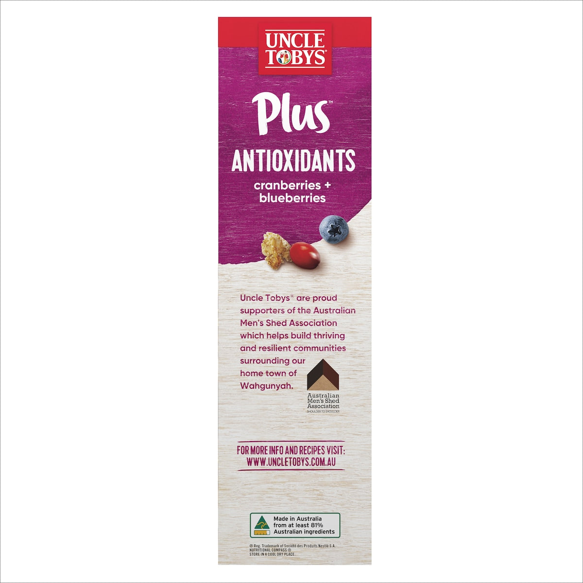 Uncle Tobys Plus Cereal Cranberries & Blueberries 1.15kg