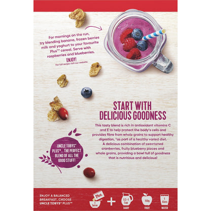 Uncle Tobys Plus Cereal Cranberries & Blueberries 1.15kg