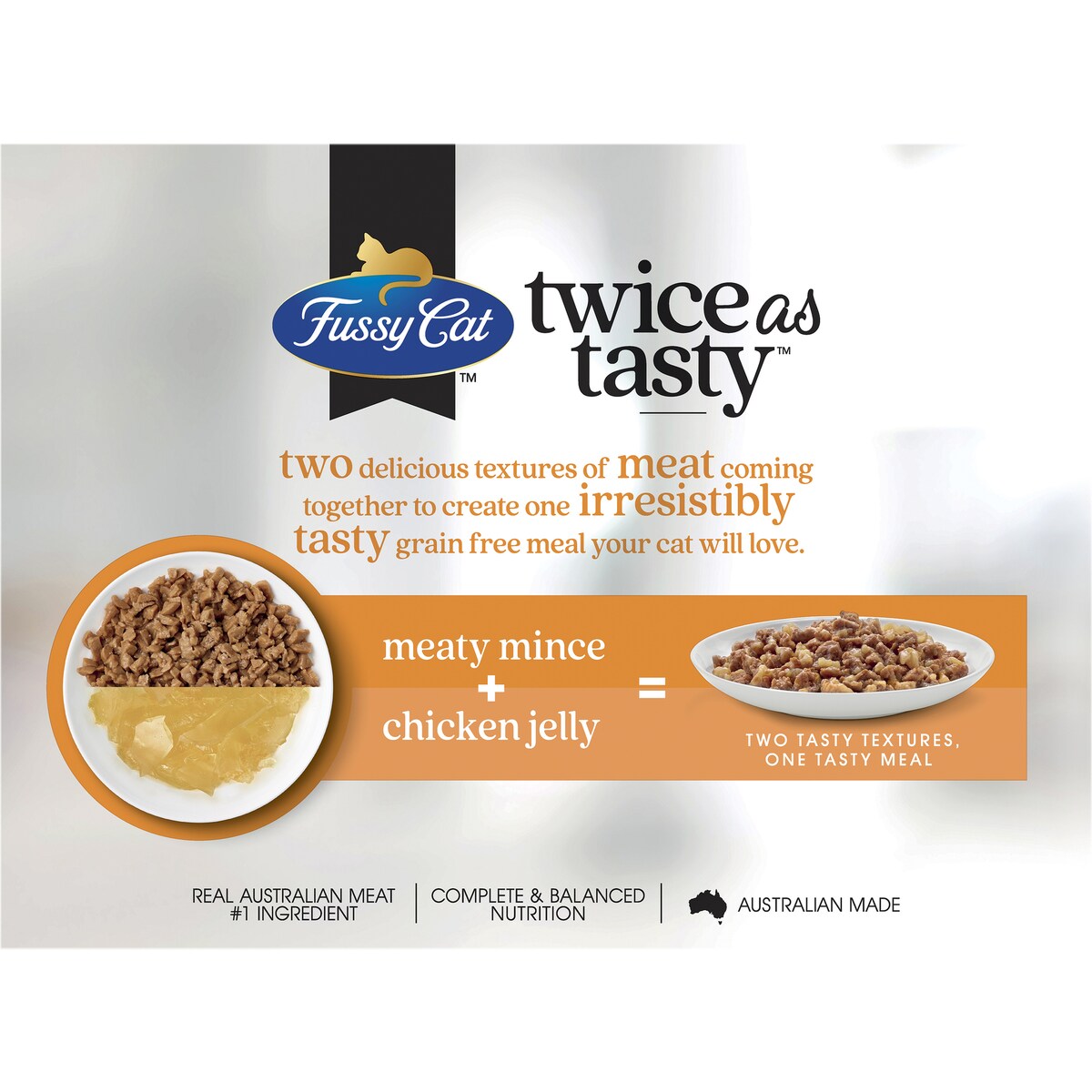 Fussy Cat Grainfree Mince & Jelly Puches Adult Cat Wet Food 80g x 12 pack