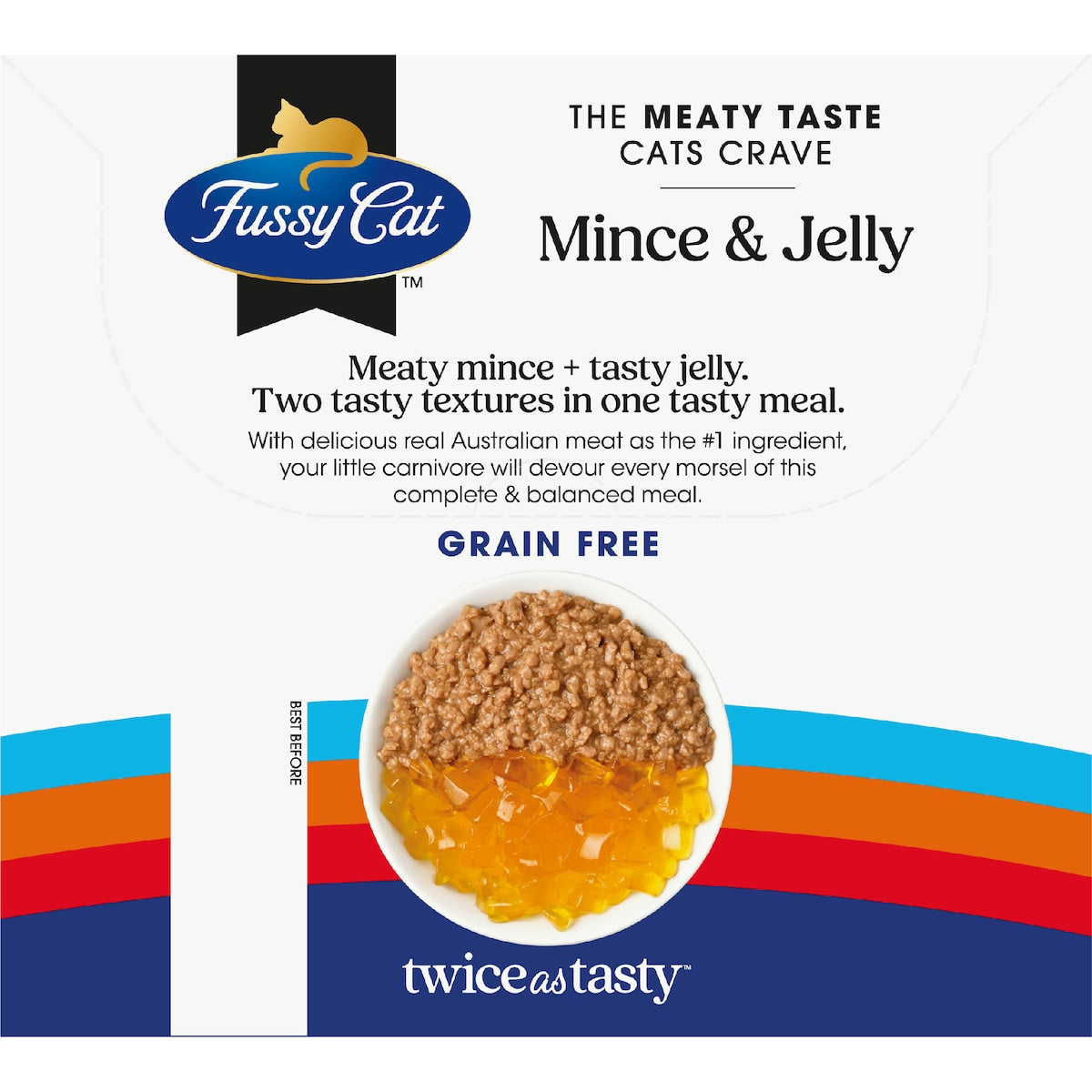 Fussy Cat Adult Grainfree Mince & Jelly Pouches Cat Wet Food 80g X 12 Pack