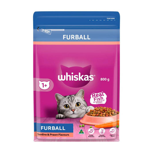 Whiskas Furball Sardine And Prawn Adult Dry Cat Food - 800g