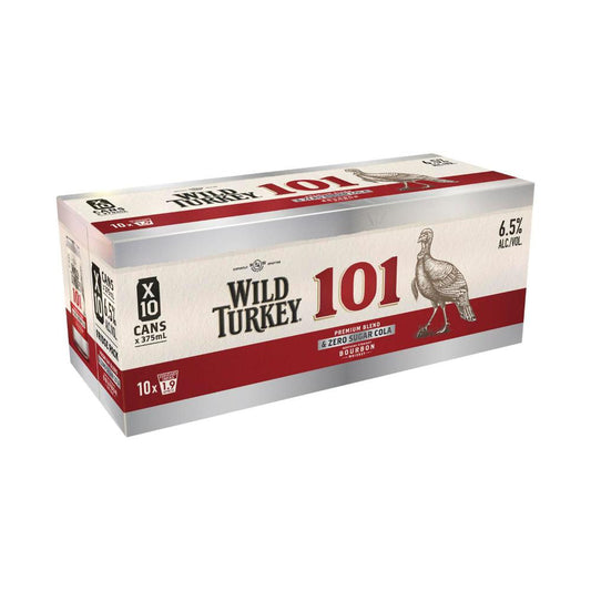 Wild Turkey & Cola 101 Zero Sugar Cans 375ml - 10 Pack