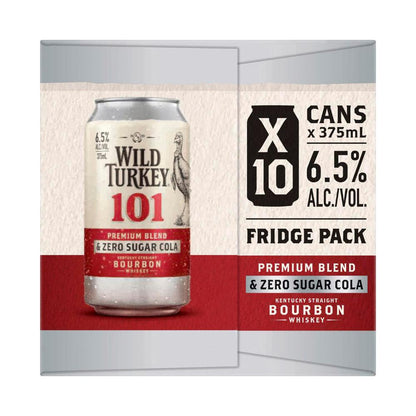Wild Turkey & Cola 101 Zero Sugar Cans 375ml - 10 Pack