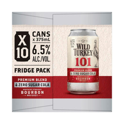 Wild Turkey & Cola 101 Zero Sugar Cans 375ml - 10 Pack