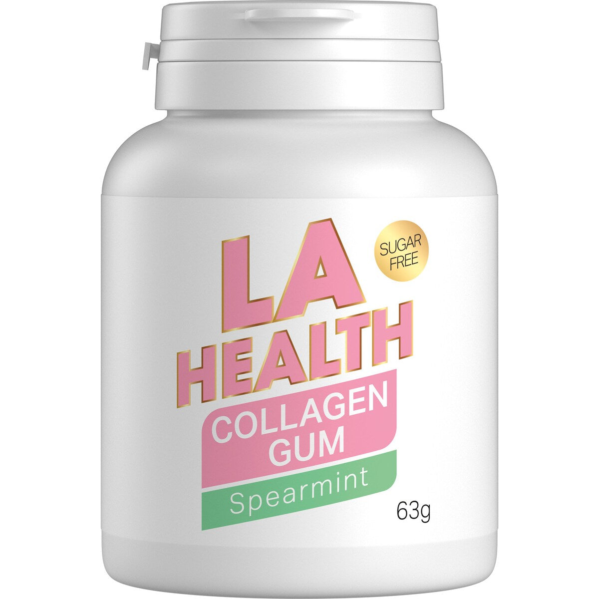 La Health Collagen Chewing Gum Sugar Free Spearmint Bottle 63g