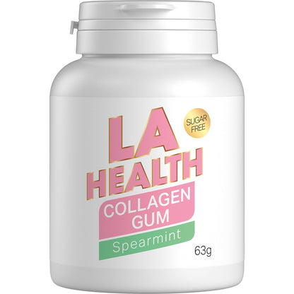 La Health Collagen Chewing Gum Sugar Free Spearmint Bottle 63g