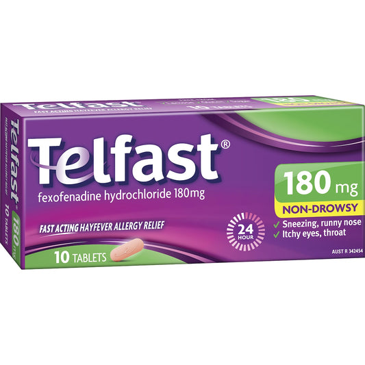 Telfast Hayfever Allergy Relief 180mg Antihistamine Tablets 10 Pack