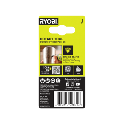 Ryobi Rotary Diamond Cylinder Point Bit - 1.5mm