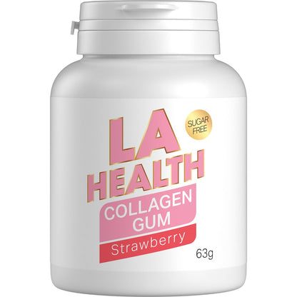 La Health Collagen Chewing Gum Sugar Free Strawberry Bottle 63g