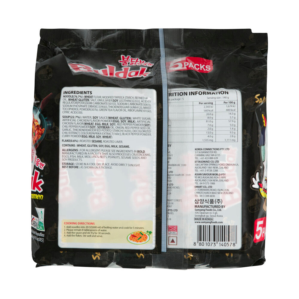 Samyang Buldak Hot Chicken Ramen Original 5 Pack - 700g