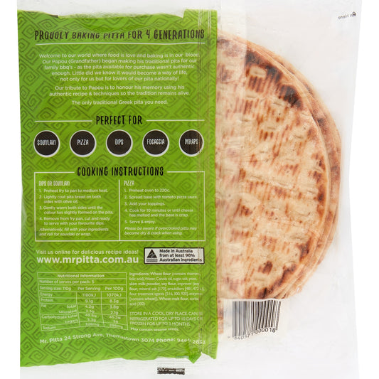 Mr. Pitta Original Recipe 21cm Pitta Bread 5 Pack