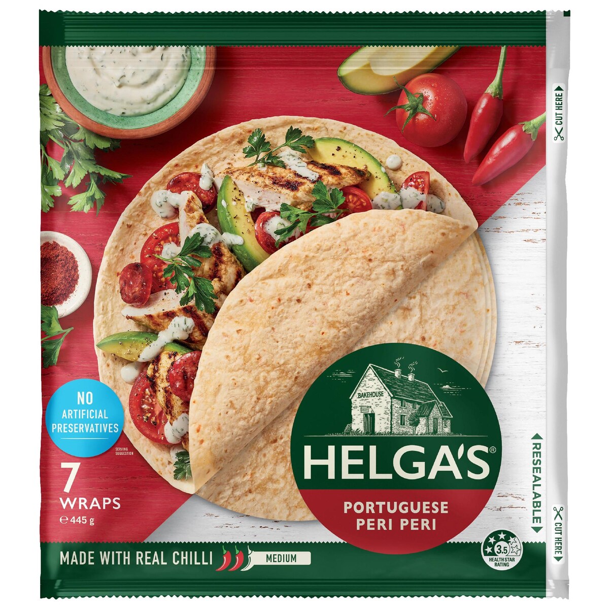 Helgas Portuguese Peri Peri Wraps 7 Pack