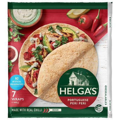 Helgas Portuguese Peri Peri Wraps 7 Pack