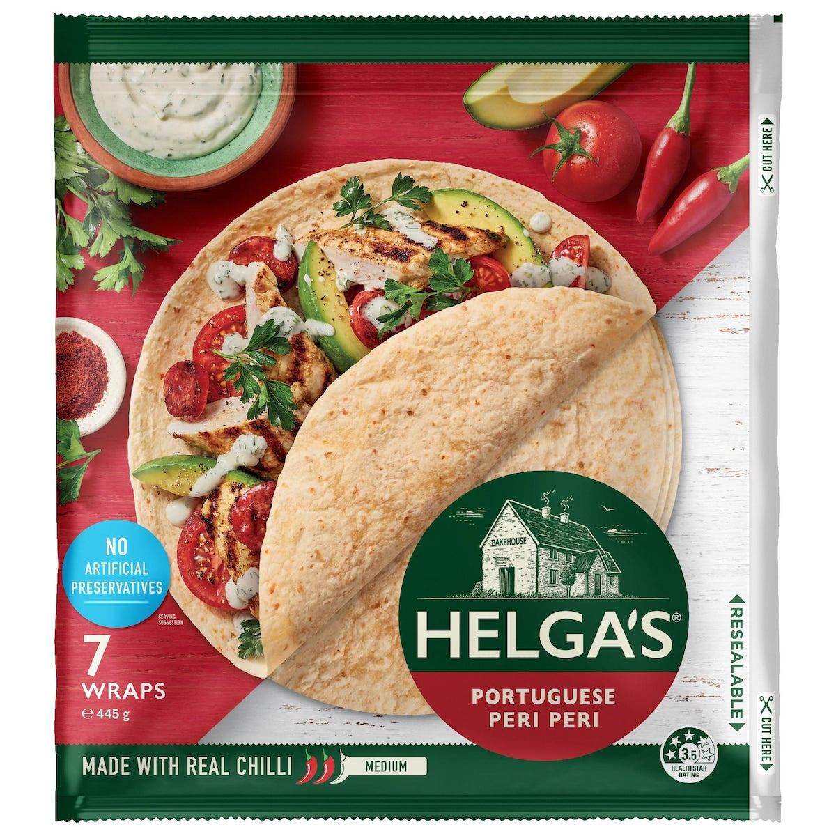 Helgas Portuguese Peri Peri Wraps 7 Pack