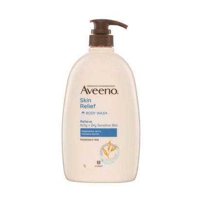Aveeno Skin Relief Gentle Fragrance Free Body Wash Relieve Extra Dry Itchy Sensitive Skin Ph-Balanced Cleanser - 1L