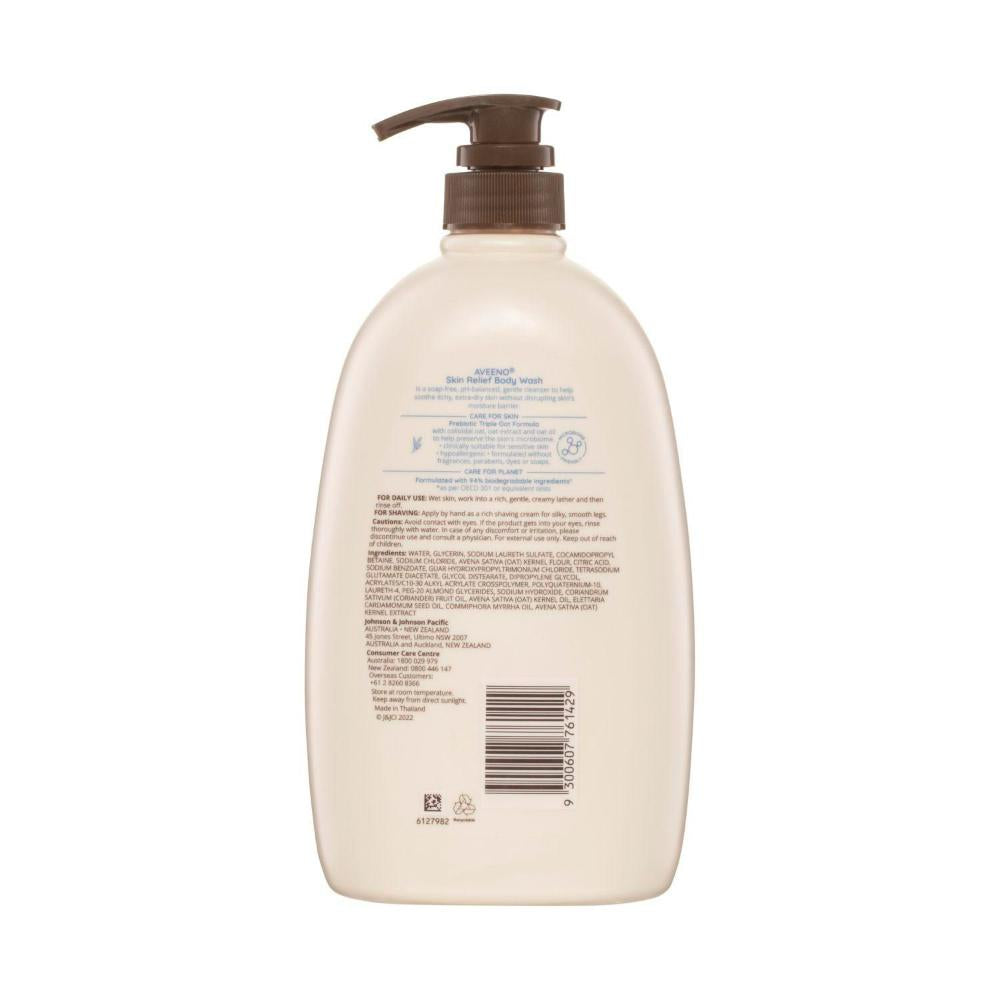 Aveeno Skin Relief Gentle Fragrance Free Body Wash Relieve Extra Dry Itchy Sensitive Skin Ph-Balanced Cleanser - 1L