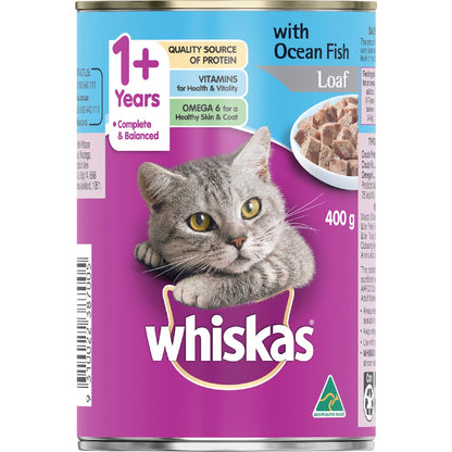 Whiskas 1+ Years Wet Cat Food Ocean Fish Loaf 400g