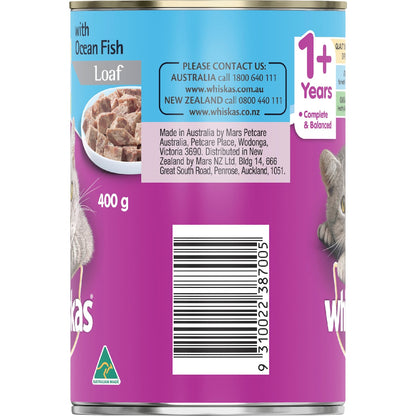 Whiskas 1+ Years Wet Cat Food Ocean Fish Loaf 400g