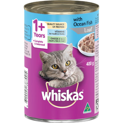 Whiskas 1+ Years Wet Cat Food Ocean Fish Loaf 400g
