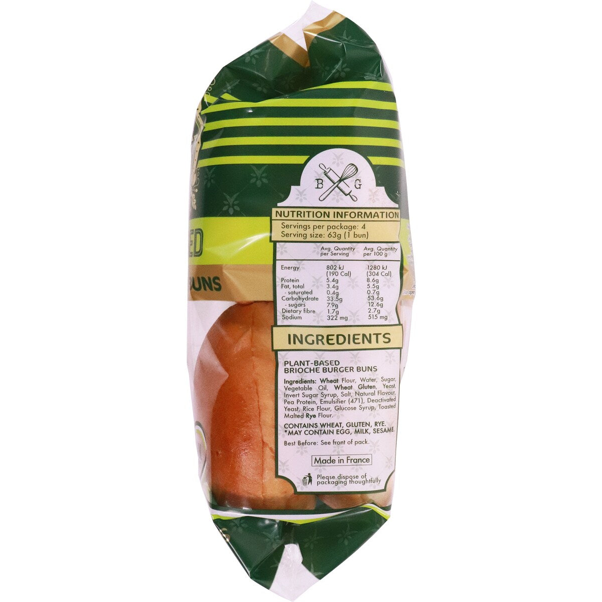 Brioche Gourmet Plant Based Brioche Burger Buns 4 Pack