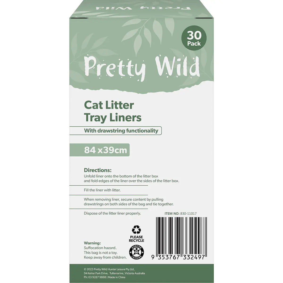 Pretty Wild Cat Litter Tray Liners 30 pack