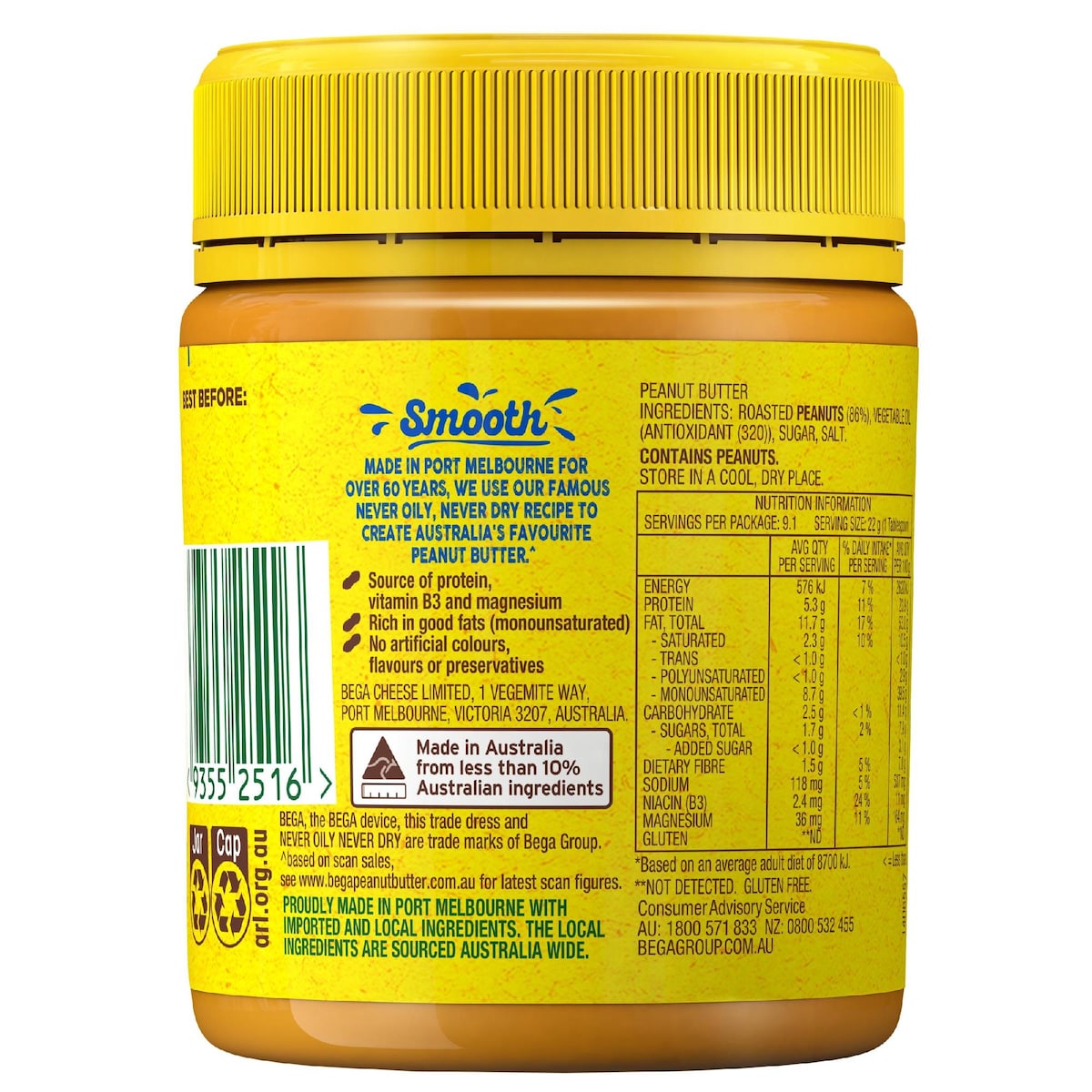 Bega Peanut Butter Smooth 200g Earn Bonus Card Pack^