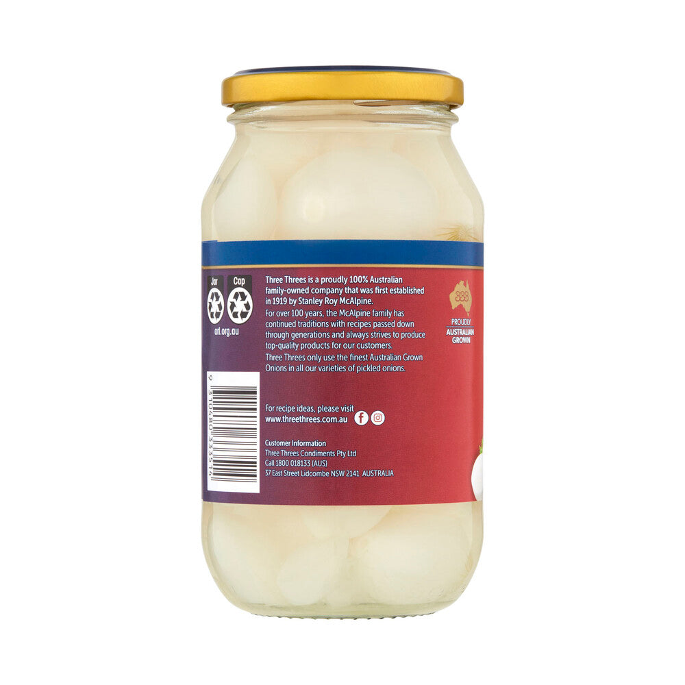Three Threes White Pickled Australian Onions - 520g