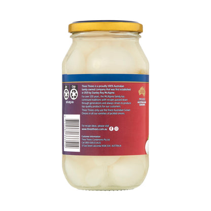 Three Threes White Pickled Australian Onions - 520g