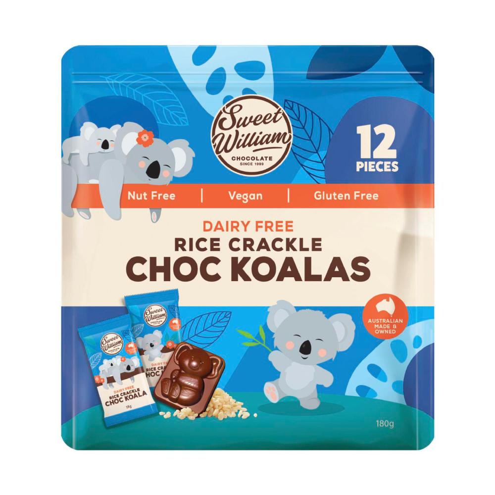 Sweet William Dairy Free Vegan Rice Crackle Chocolate Koalas Sharepack - 180g