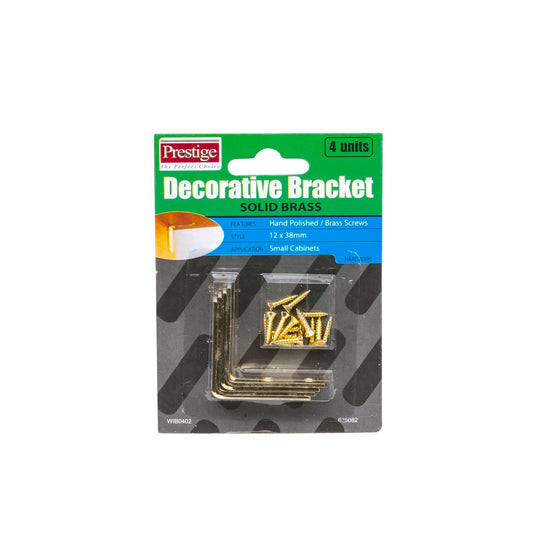 Prestige Decorative Bracket - 12 x 38mm - Brass