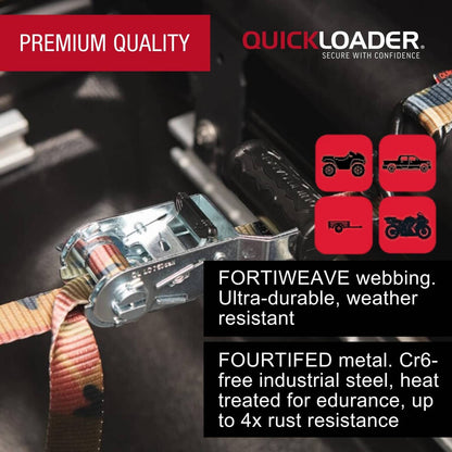 Quickloader Ratchet Tie Down Strap Hybrid - 5m - 450kg - Red