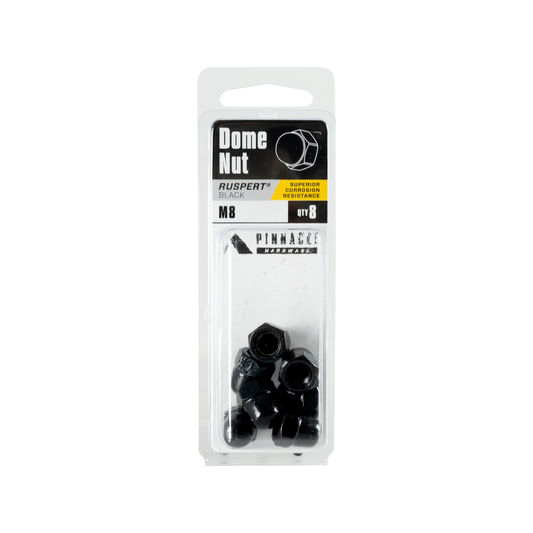 Pinnacle Black Ruspert Dome Nut - M8 - 8 Pack