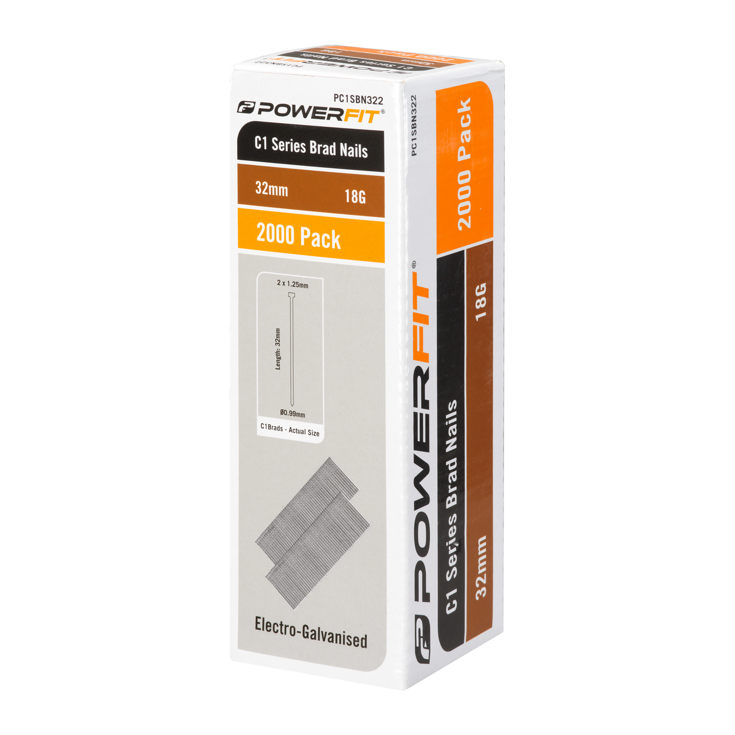Powerfit C1 Series Brad Nails - 32mm - 2000 Pack