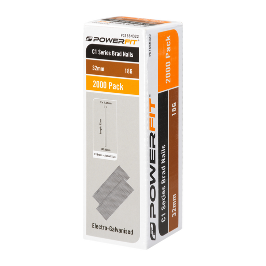 Powerfit C1 Series Brad Nails - 32mm - 2000 Pack