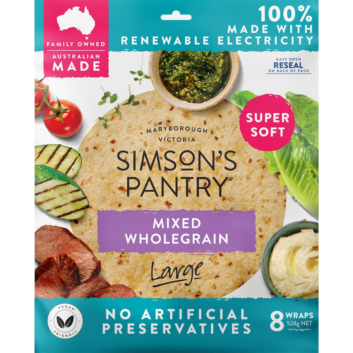 Simsons Pantry Mixed Wholegrain Wraps Wraps 8 Pack