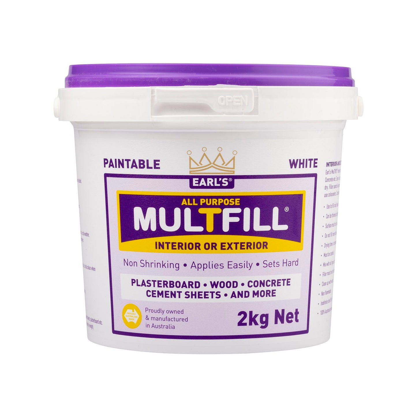 Earl's White Multfill Ready to Use Filler - 2kg