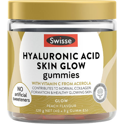 Swisse Hyaluronic Acid Skin Glow Gummies With Vitamin c 40 Pack