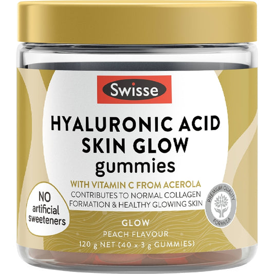 Swisse Hyaluronic Acid Skin Glow Gummies With Vitamin c 40 Pack