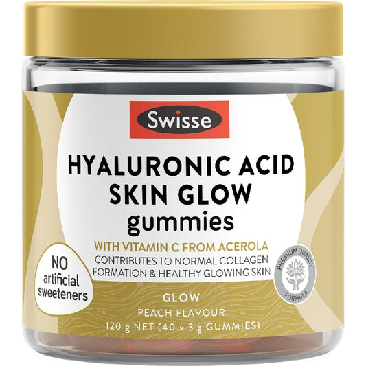 Swisse Hyaluronic Acid Skin Glow Gummies With Vitamin c 40 Pack