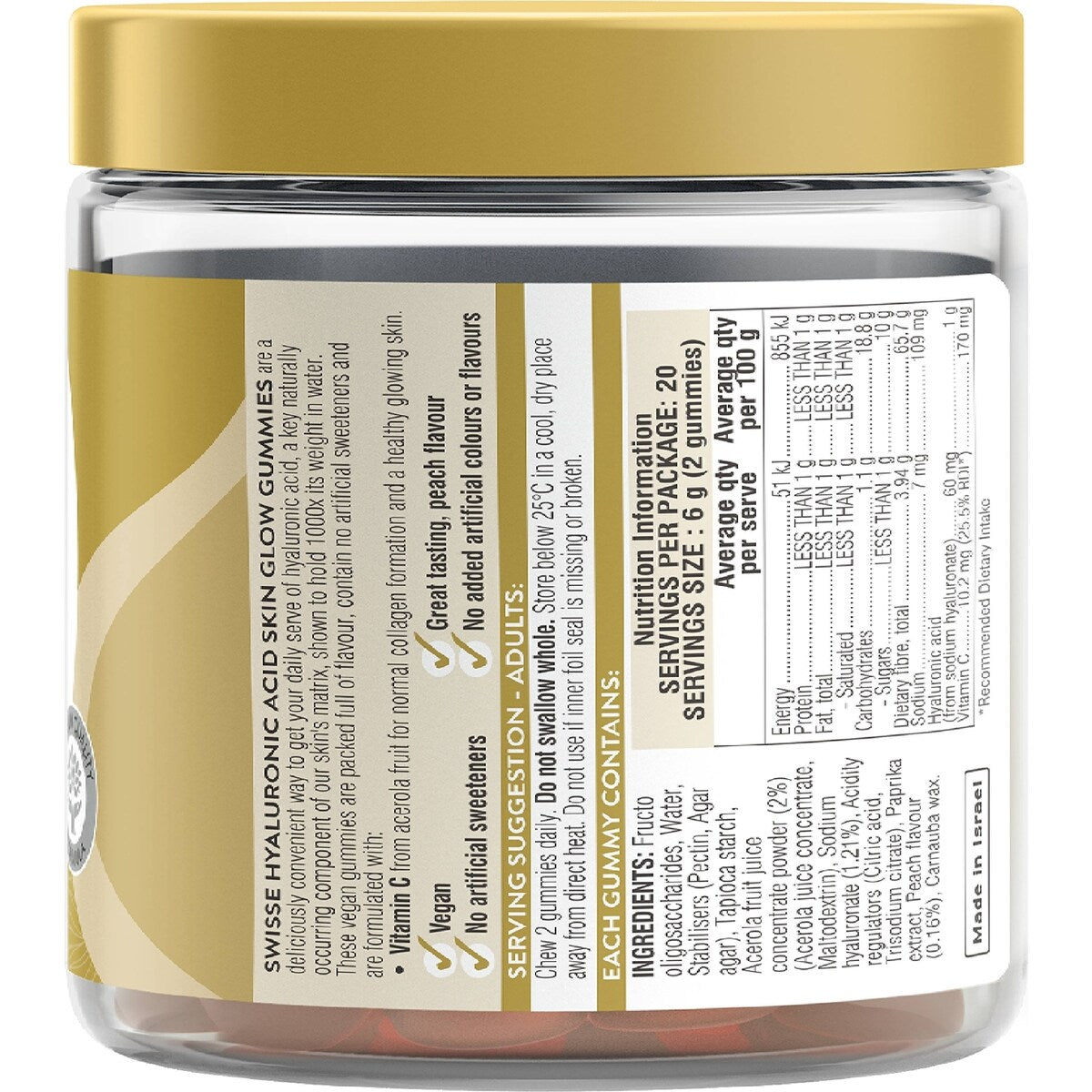 Swisse Hyaluronic Acid Skin Glow Gummies With Vitamin c 40 Pack