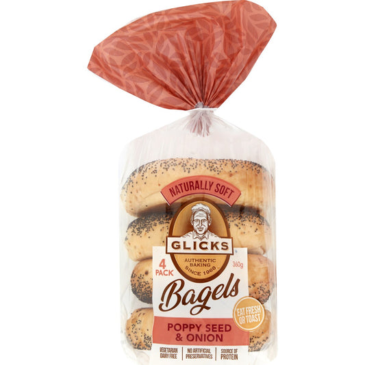 Glicks Bagels Poppy Seed & Onion 360g