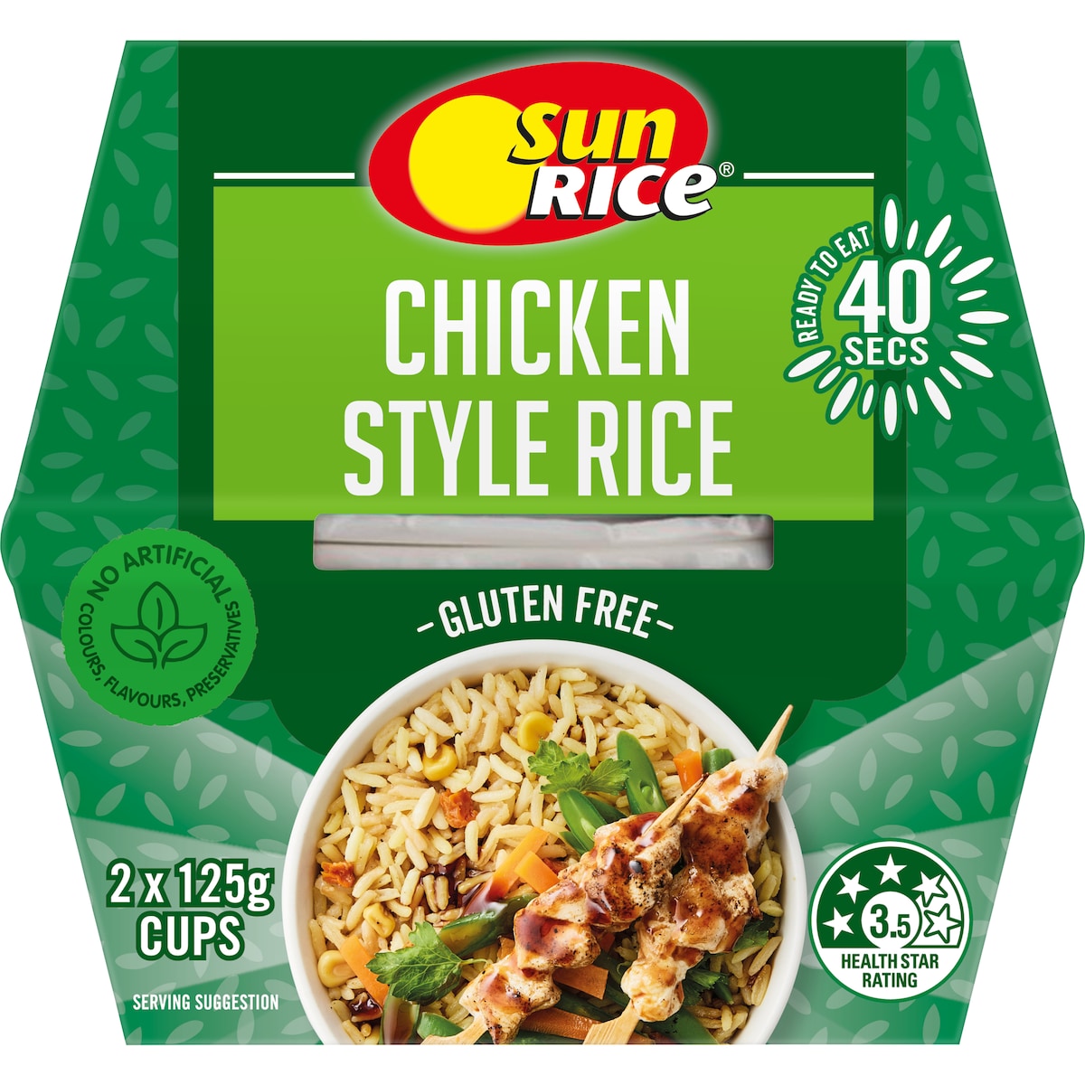 Sunrice Microwave Chicken Style Flavoured Rice Cups 2x125g