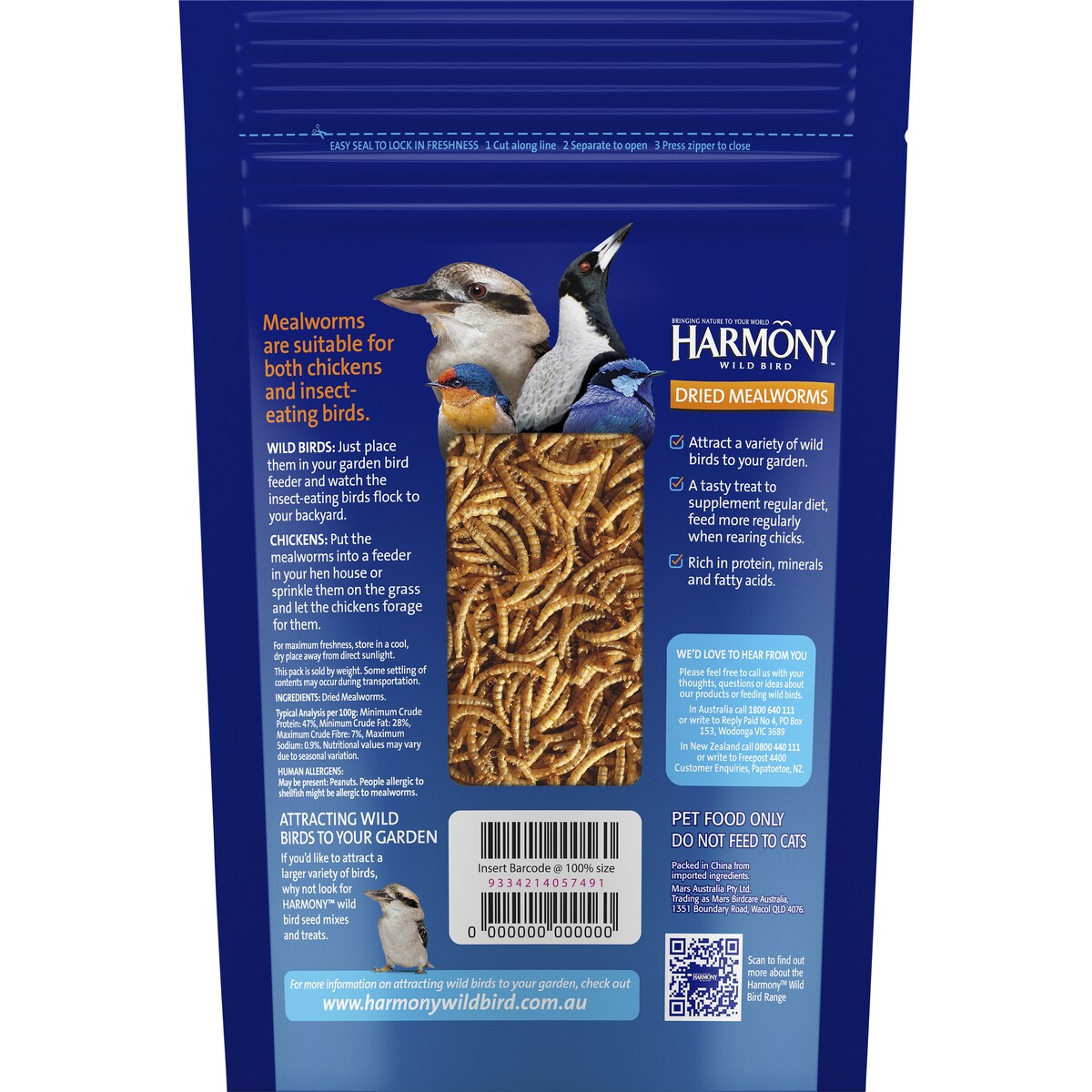 Harmony Wild Bird Dried Mealworms 120g