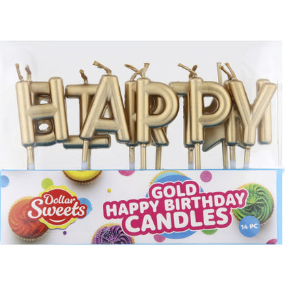 Dollar Sweets Happy Birthday Candles 14 Pieces Each