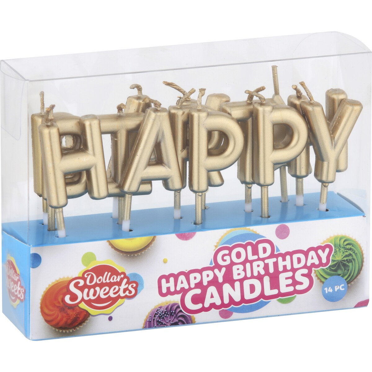 Dollar Sweets Happy Birthday Candles 14 Pieces Each